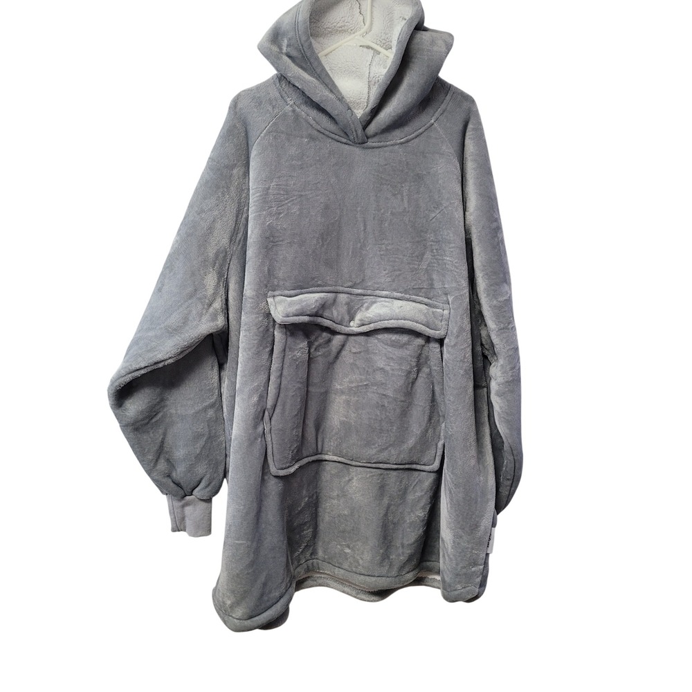 Krifey Oversized Wearable Blanket Hoodie Gray Sherpa Lined‎ Fleece One Size